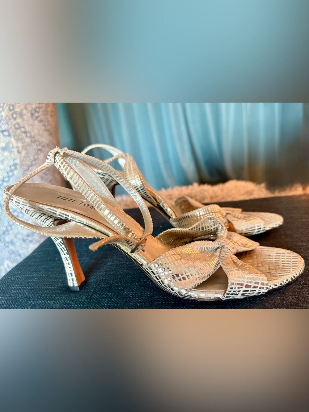 Jon Josef Silver Metallic Strappy Women's 3.5” Heels
